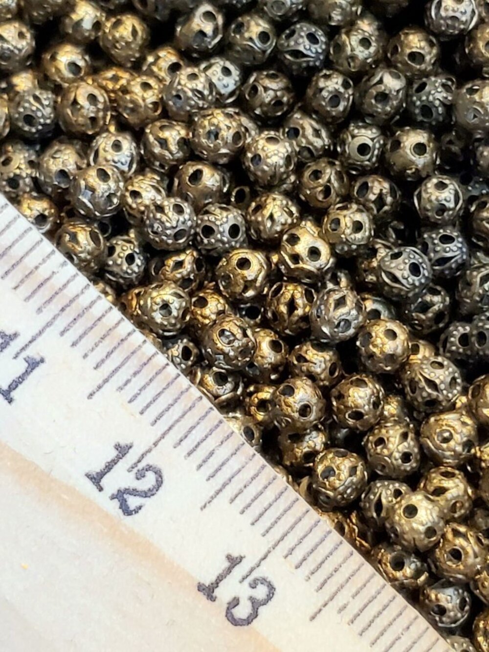 100 Lacy Filigree Victorian Antique Brass Metal Cutout Beads 4mm Bulk Lot